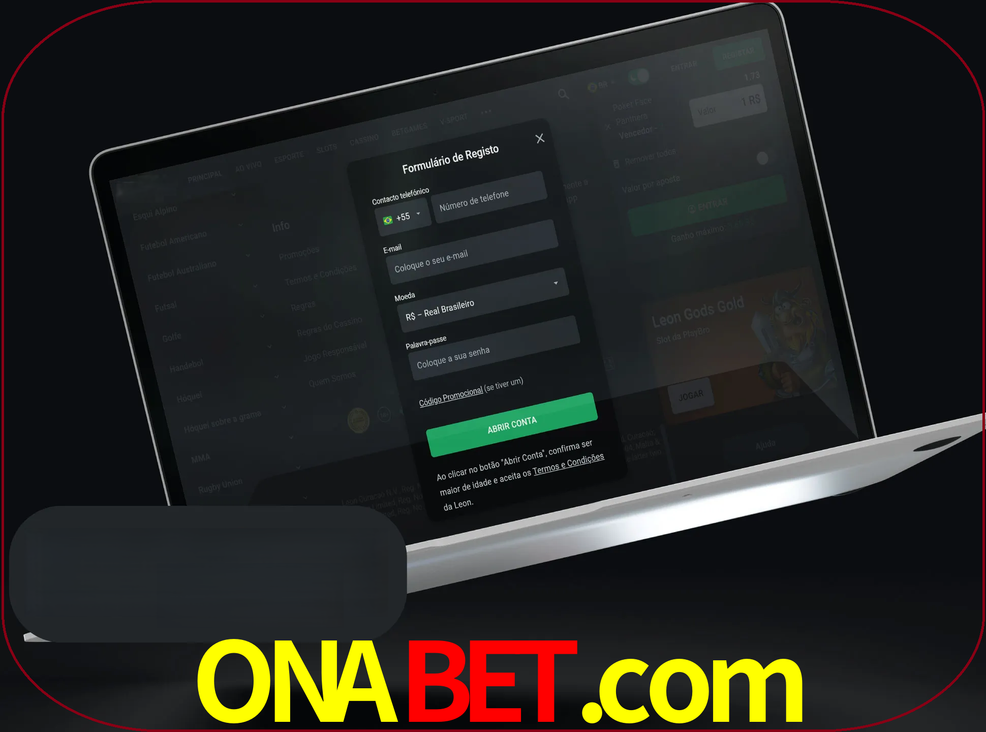Abra o site da LeonBet e crie sua própria conta.