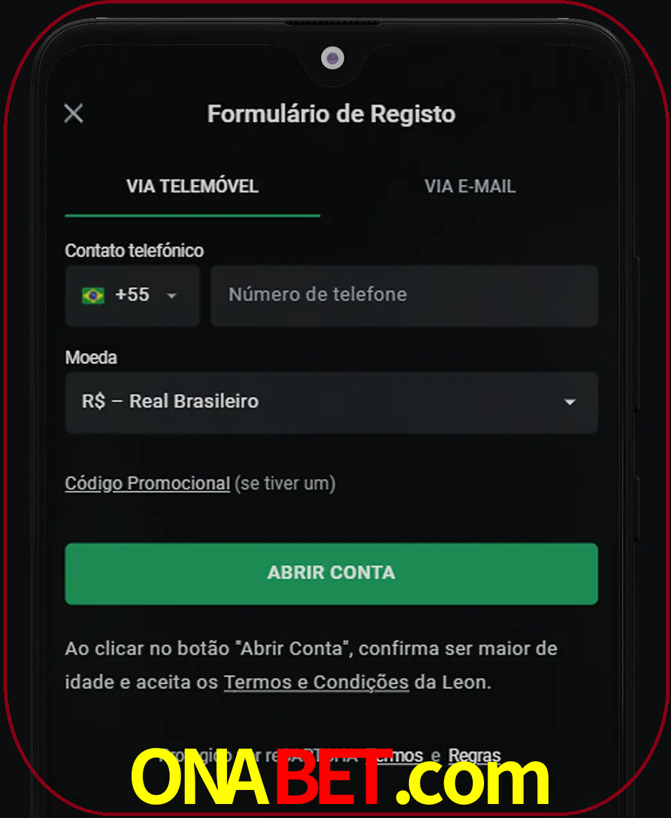 Abra o aplicativo e inicie o processo de registro.