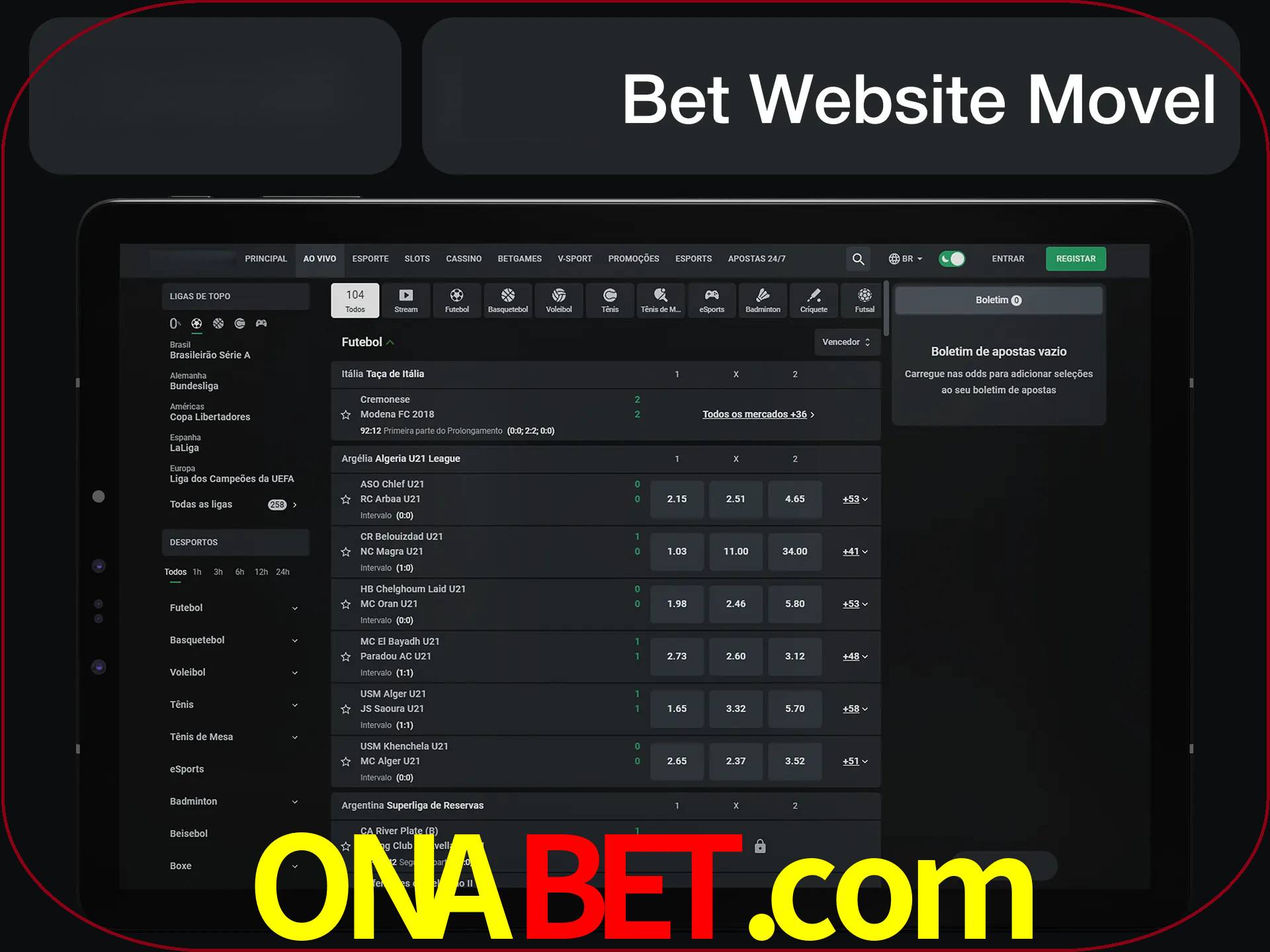 Use nosso website em qualquer dispositivo.